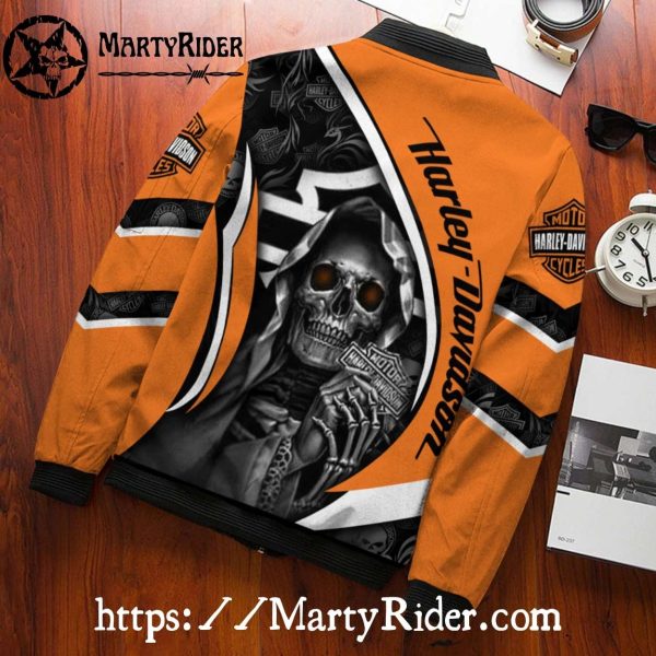 Orange Grim Reaper bomber jacket Harley Davidson Bomber
