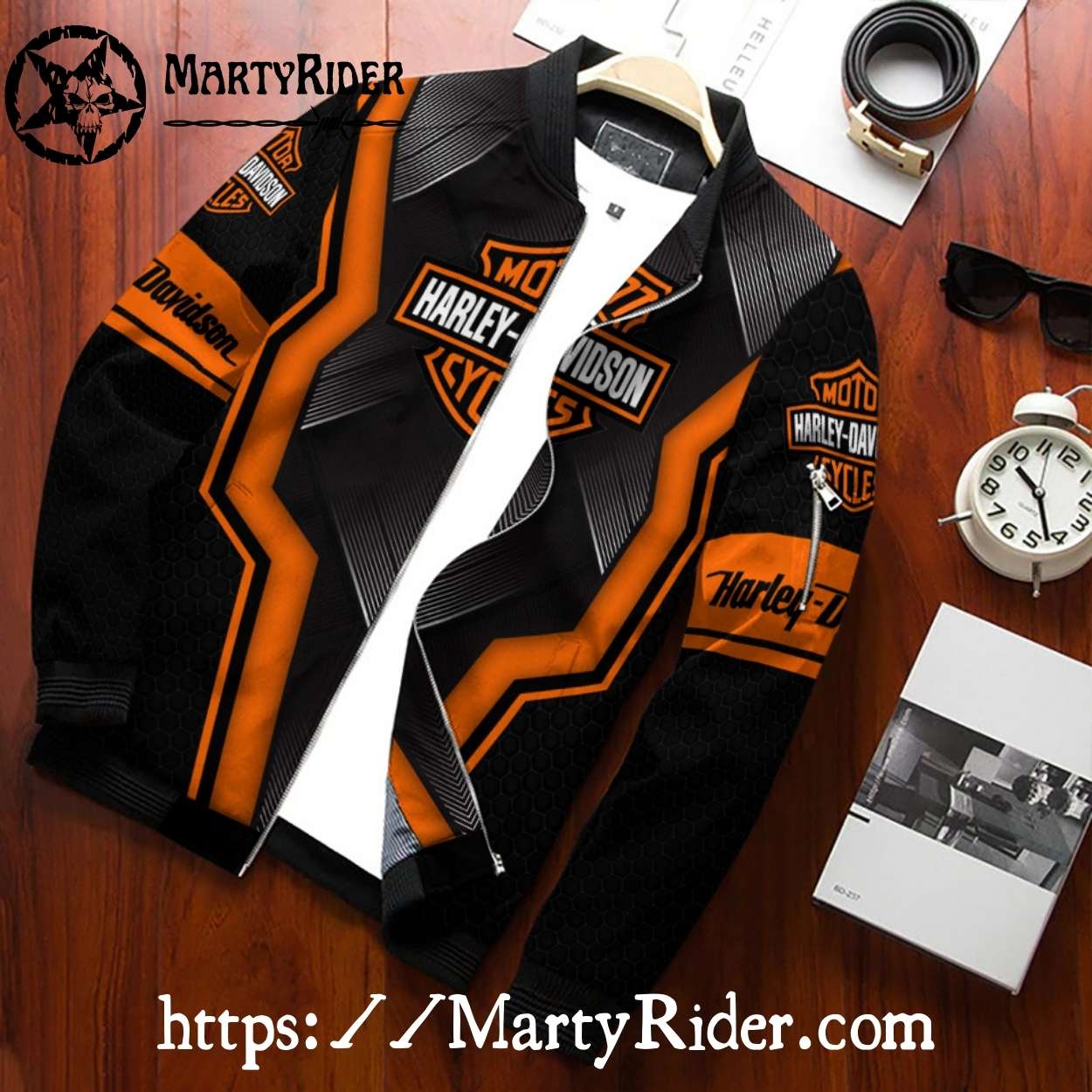 Orange Hex Shield Harley Davidson Bomber Jacket Orange Hex Shield Harley Davidson Bomber Jacket