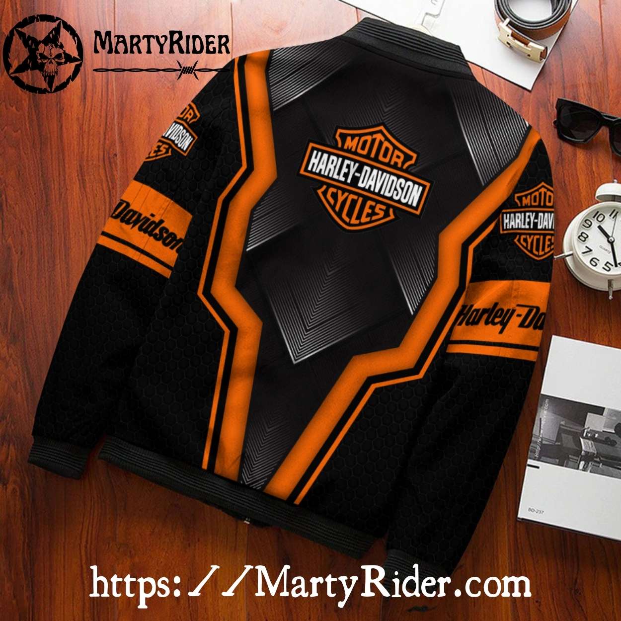 Orange Hex Shield Harley Davidson Bomber Jacket Orange Hex Shield Harley Davidson Bomber Jacket