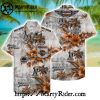 Orange Tropical Floral Harley Davidson Hawaiian Shirt