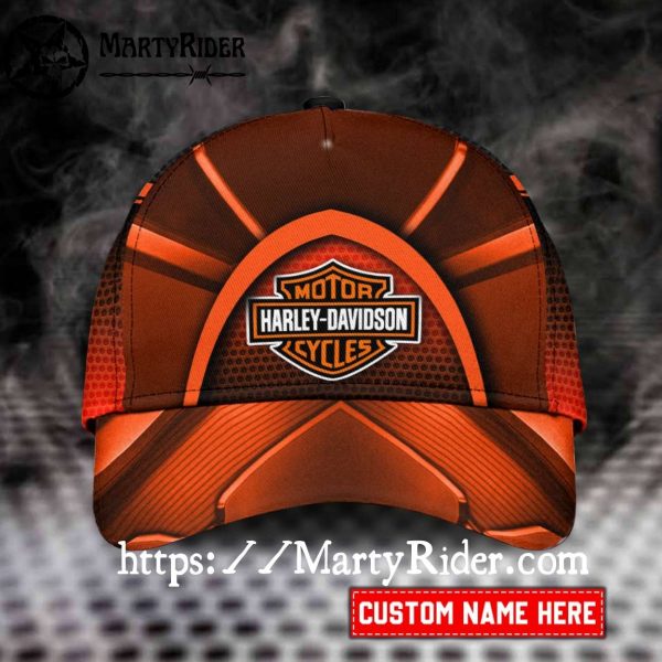 Orange Power Curve Harley Davidson Caps – Personalized