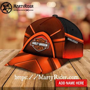 Orange Power Curve Harley Davidson Caps – Personalized
