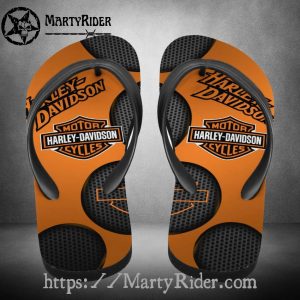 Orange Punch Harley Davidson Flip Flops Bold Circles