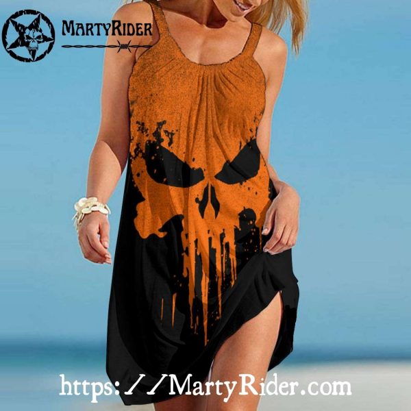 Orange Punisher Harley Davidson Dresses Beach Look