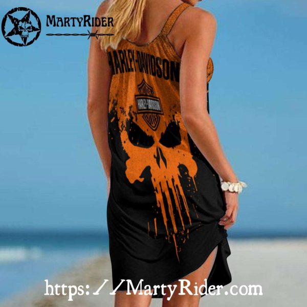 Orange Punisher Harley Davidson Dresses Beach Look