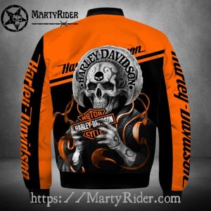 Orange Skull Flame Harley Davidson Bomber Jackets bomber harley