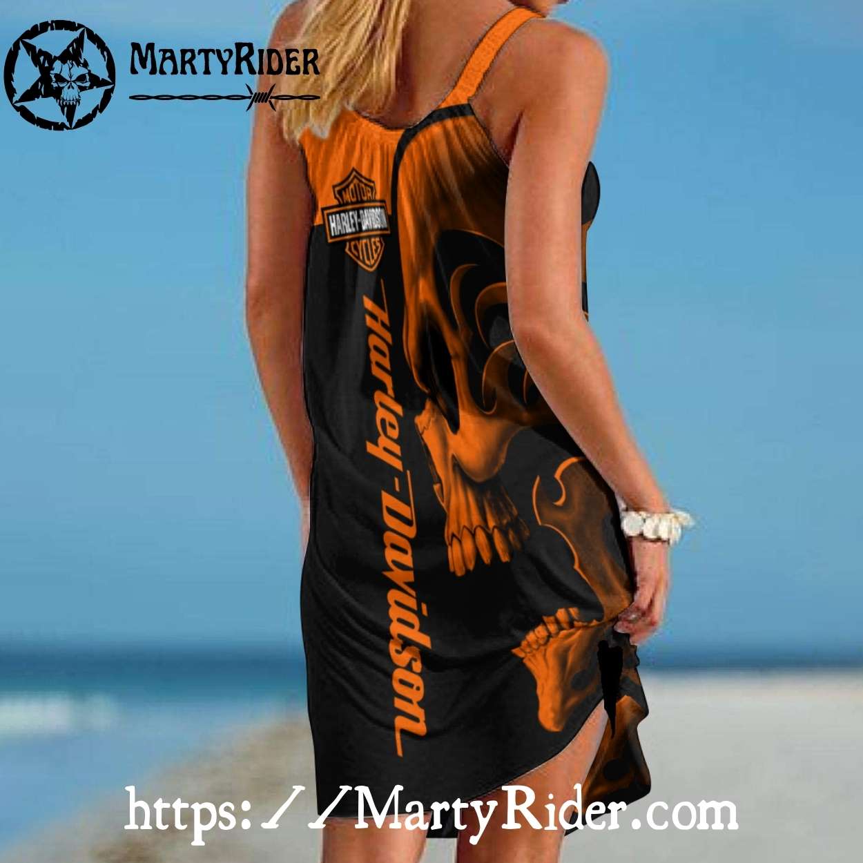 Orange Skull Harley Davidson Dresses for Beach Fun Orange Skull Harley Davidson Dresses for Beach Fun
