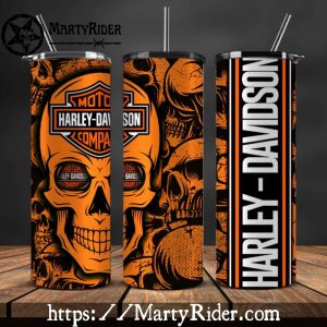 Orange Skull Logo Art Harley Davidson Tumblers 20oz