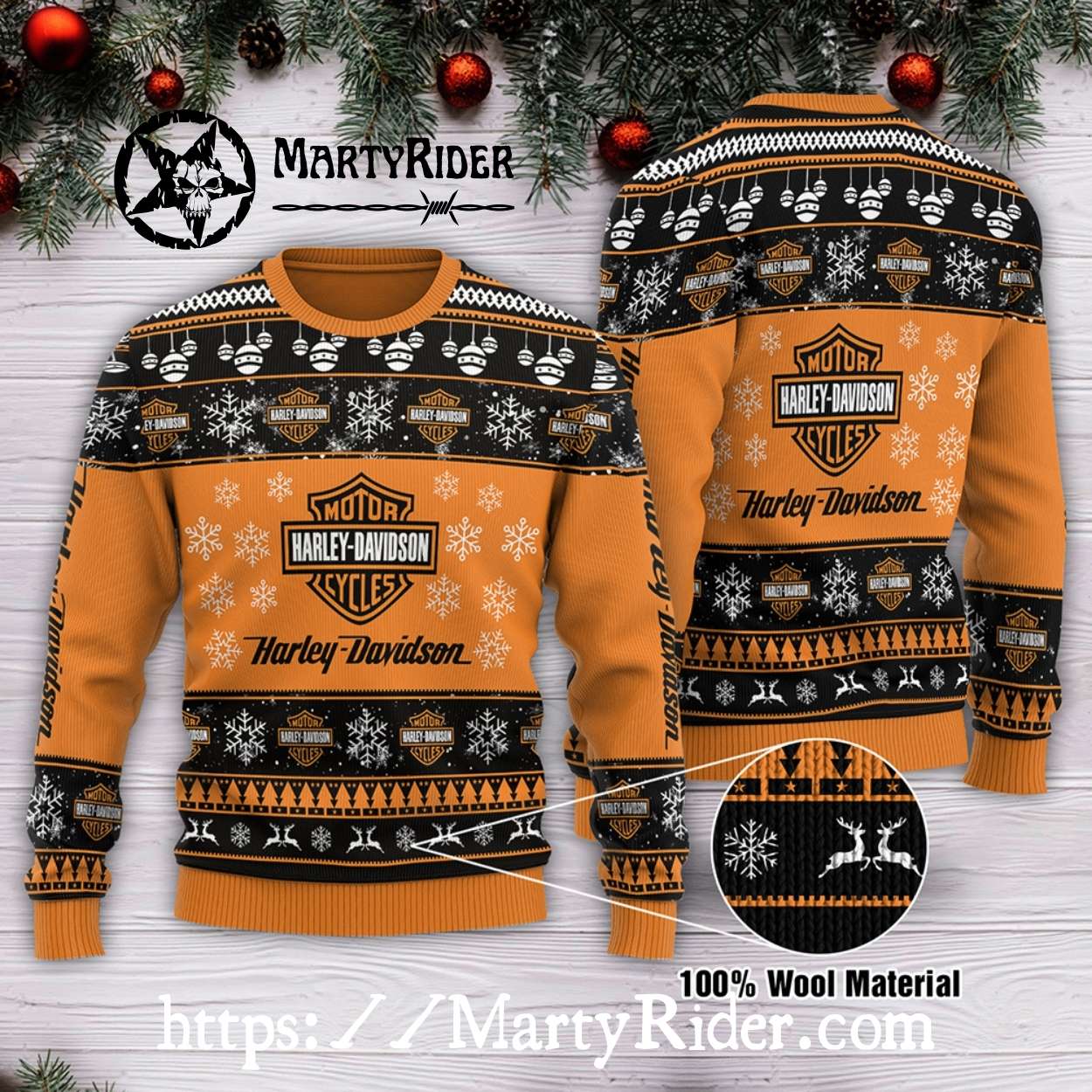 Orange Skull Snow Harley Davidson Ugly Christmas Sweater Orange Skull Snow Harley Davidson Ugly Christmas Sweater