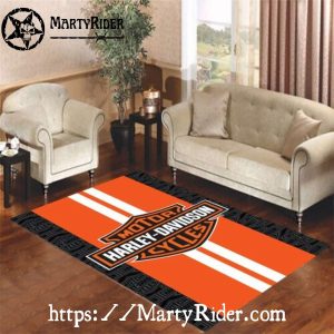 Orange Stripe Badge Panel Harley Davidson Rugs