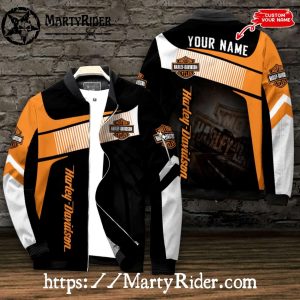 Orange Stripe Harley Davidson Bomber Jackets bomber harley style