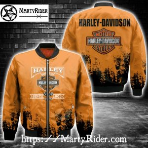 Orange Vintage Harley Davidson Bomber Jackets bomber harley