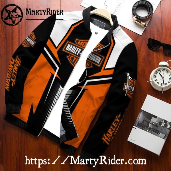 Orange White Black harley davidson Bomber Jackets cool design