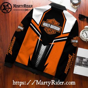 Orange White Black harley davidson Bomber Jackets cool design 2
