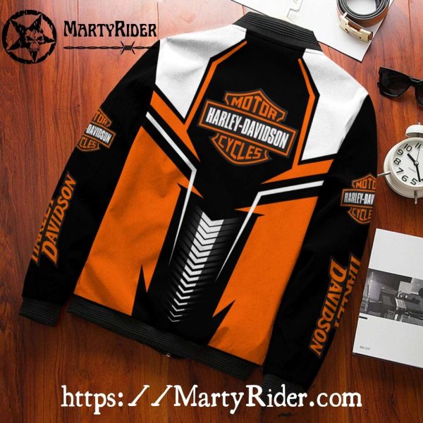 Orange White Black harley davidson Bomber Jackets cool design