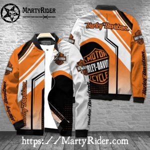 Orange White Classic bomber Harley Davidson Bomber Jackets