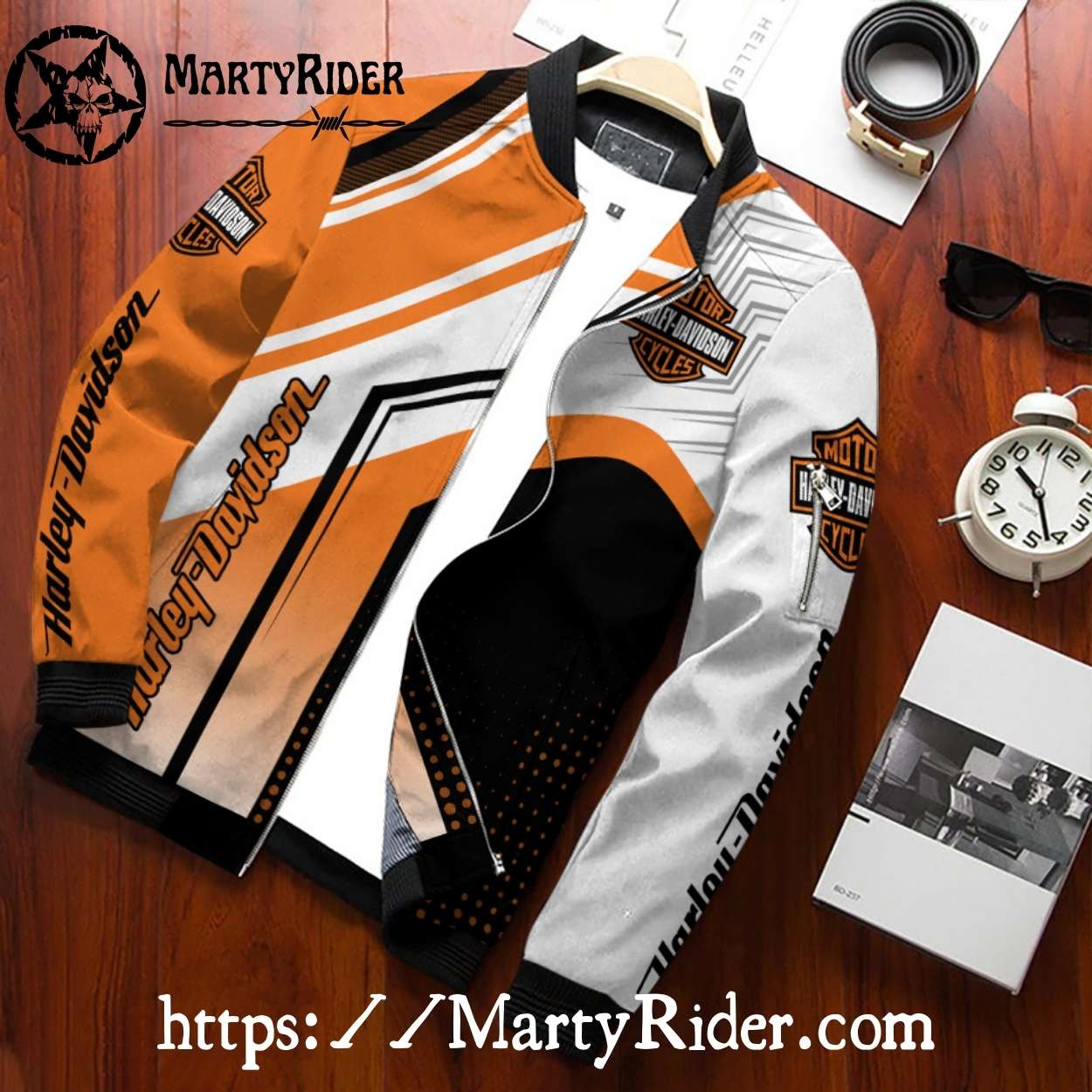 Orange White Classic bomber Harley Davidson Bomber Jackets Orange White Classic bomber Harley Davidson Bomber Jackets