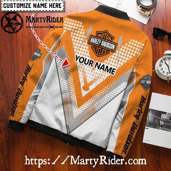 Orange White Harley Davidson Bomber Jackets bomber harley vibe