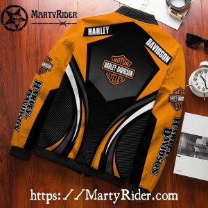 Orange White Speed Harley Davidson Bomber Jacket