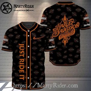 Orange and Black Speed Curve Harley-Davidson Baseball Shirt