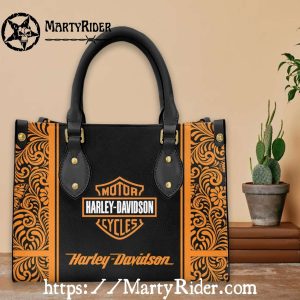 Ornate Border Classic Harley Davidson Leather Handbag