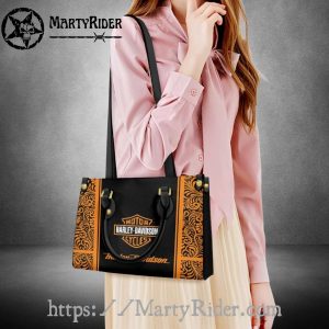 Ornate Border Classic Harley Davidson Leather Handbag
