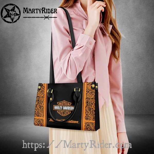 Ornate Border Classic Harley Davidson Leather Handbag