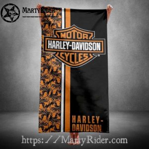 Ornate Logo Panel Harley Davidson Beach Towels
