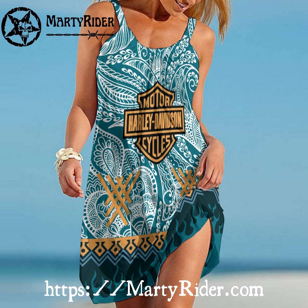 Paisley Print Harley Davidson Dresses Boho Beach Wear Paisley Print Harley Davidson Dresses Boho Beach Wear