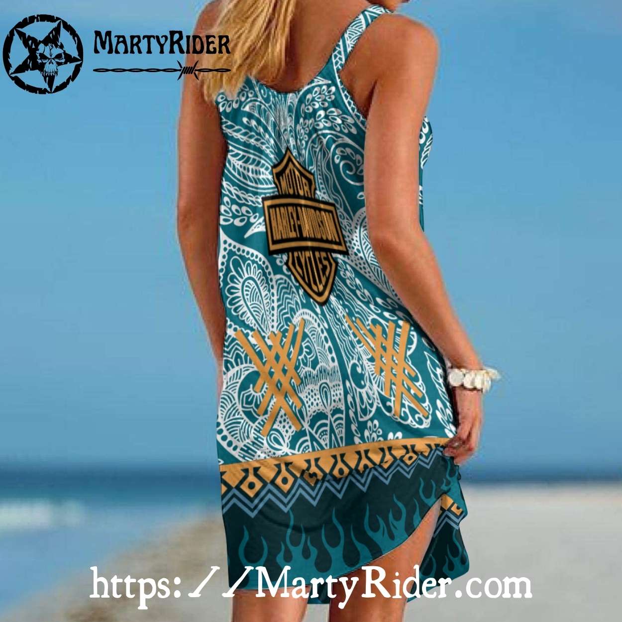 Paisley Print Harley Davidson Dresses Boho Beach Wear Paisley Print Harley Davidson Dresses Boho Beach Wear
