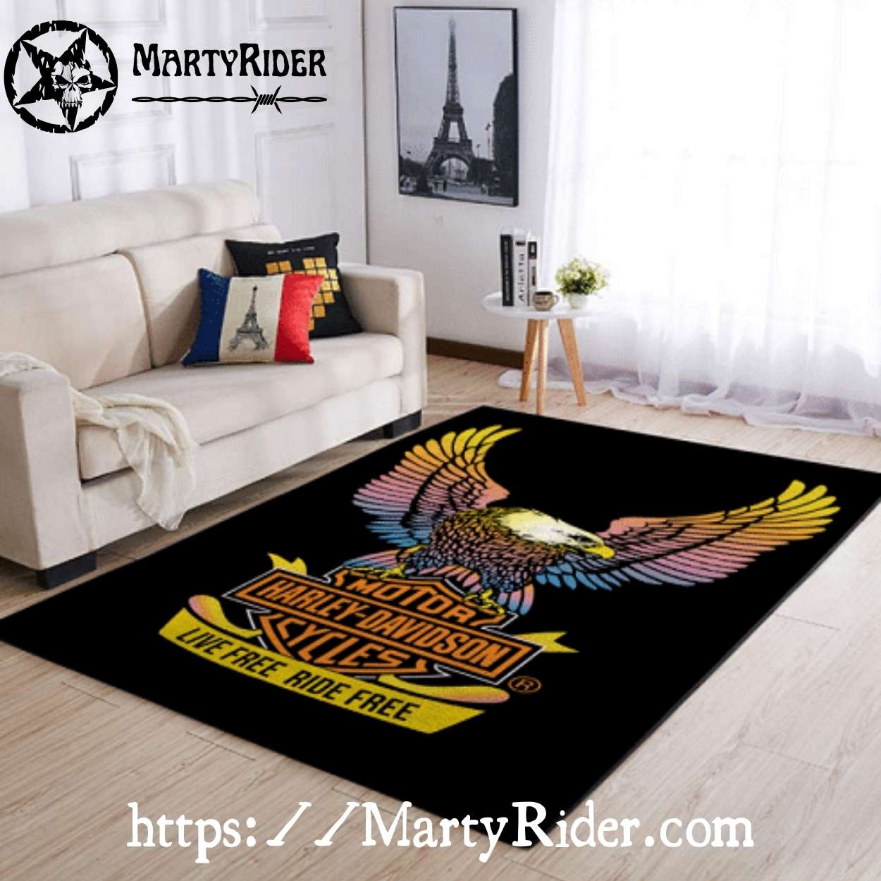 Pastel Eagle Live Free Harley Davidson Rugs Pastel Eagle Live Free Harley Davidson Rugs