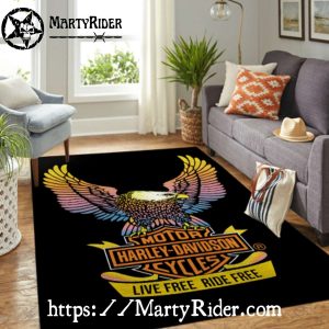 Pastel Eagle Live Free Harley Davidson Rugs