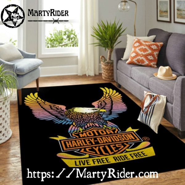 Pastel Eagle Live Free Harley Davidson Rugs