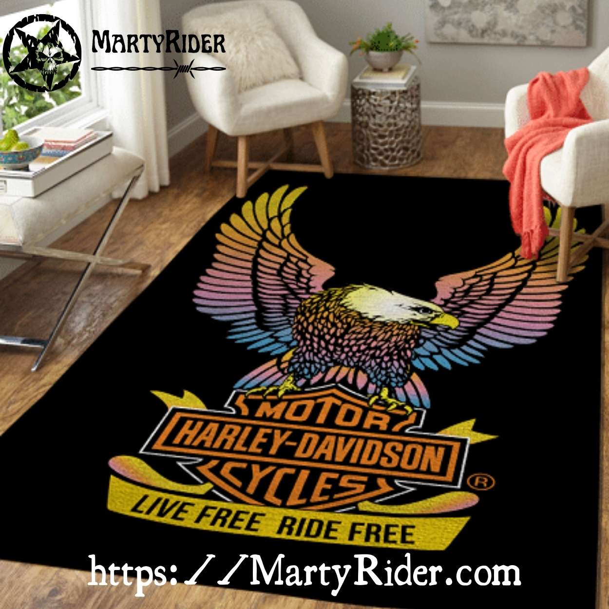 Pastel Eagle Live Free Harley Davidson Rugs Pastel Eagle Live Free Harley Davidson Rugs