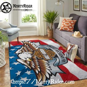 Patriotic Eagle Flag Banner Harley Davidson Rugs