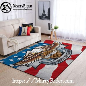 Patriotic Eagle Flag Banner Harley Davidson Rugs