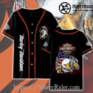Patriotic Eagle Flag Harley Davidson Baseball Jersey