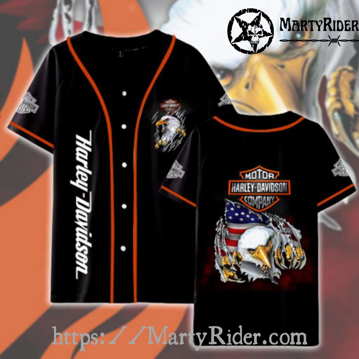 Patriotic Eagle Flag Harley Davidson Baseball Jersey Patriotic Eagle Flag Harley Davidson Baseball Jersey