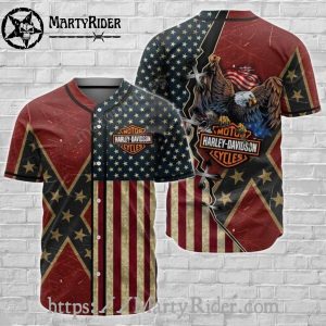 Patriotic Eagle Harley Davidson Baseball Shirt Vintage Flag