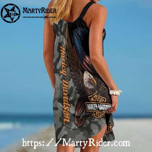 Patriotic Eagle Harley Davidson Dresses Summer
