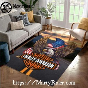 Patriotic Eagle Road Art Harley Davidson Rugs