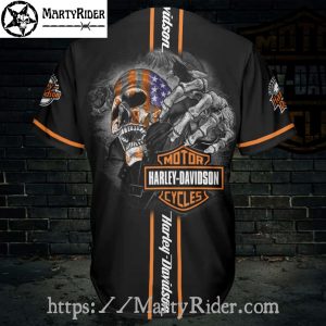 Patriotic Skull Rip Harley Davidson Baseball Jersey Shirt