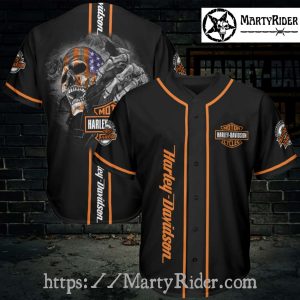 Patriotic Skull Rip Harley Davidson Baseball Jersey Shirt 3