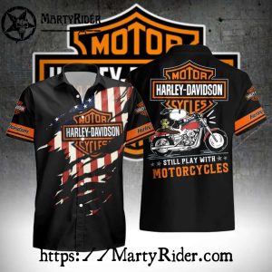 Patriotic Snoopy Ride Harley Davidson Aloha Shirt