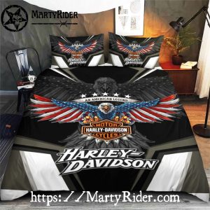 Patriotic Wings Harley Davidson Bedding Sets Black Theme