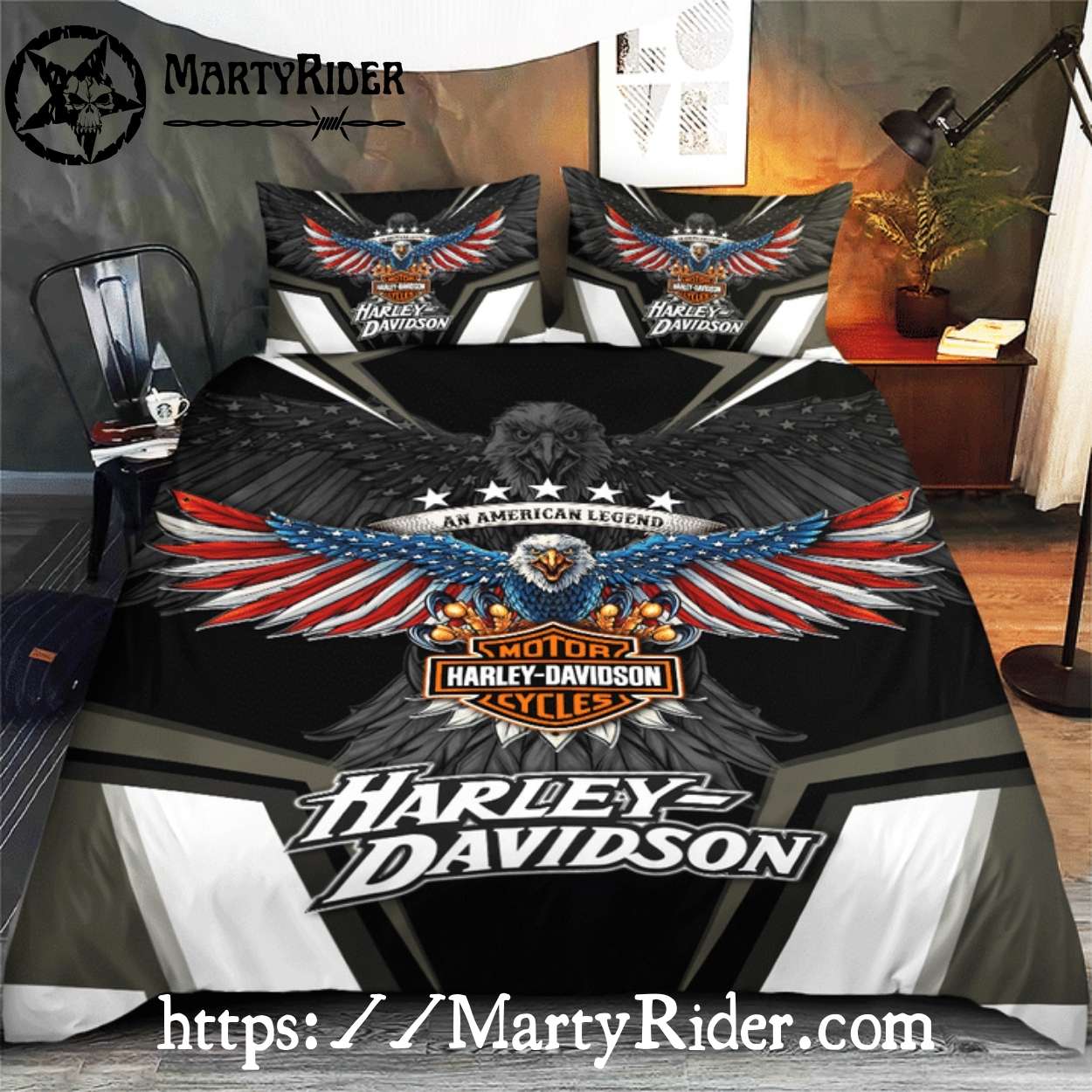 Patriotic Wings Harley Davidson Bedding Sets Black Theme Patriotic Wings Harley Davidson Bedding Sets Black Theme