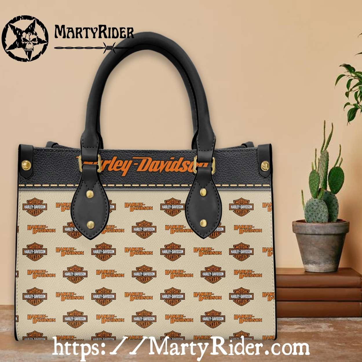 Patterned Logo Print Harley Davidson Leather Tote Bag Patterned Logo Print Harley Davidson Leather Tote Bag