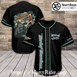 Pin-Up Girl Ride Harley Davidson Baseball Jersey Shirt