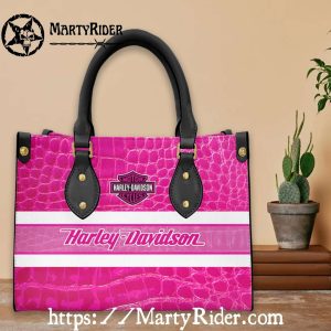 Pink Croc Texture Harley Davidson Leather Lady Handbag