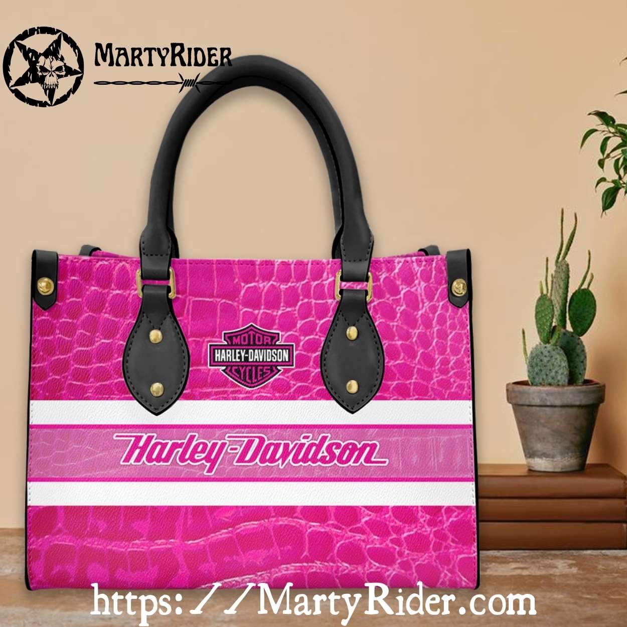 Pink Croc Texture Harley Davidson Leather Lady Handbag Pink Croc Texture Harley Davidson Leather Lady Handbag